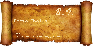 Berta Ibolya névjegykártya